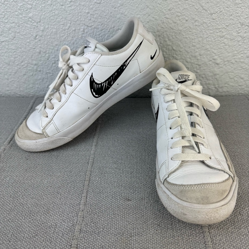 Nike Blazer Low “Sketch” Kids Size 7Y Youth White Lace Up Sneakers DM7819-100